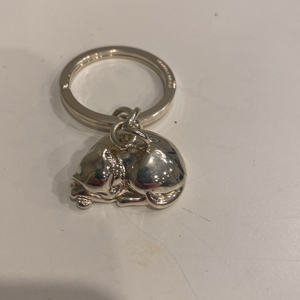 Tiffany & Co. vintage sterling silver cat keychain